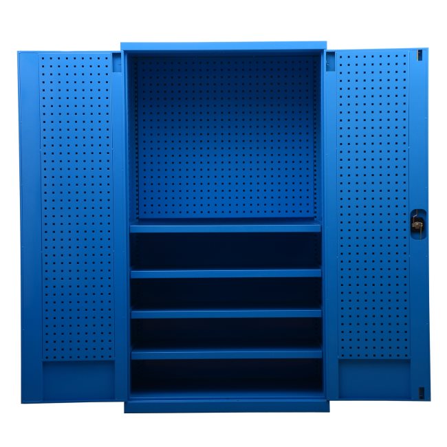置物柜（蓝色）双开4层+门板+背半板