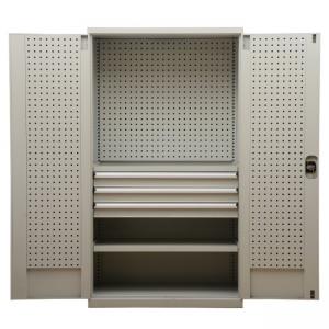 置物柜（灰色）双开2层+3抽+门板+背半板