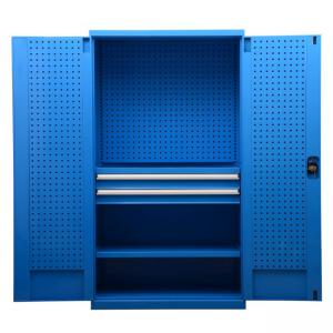 置物柜（蓝色）双开2层+2抽+门板+背半板