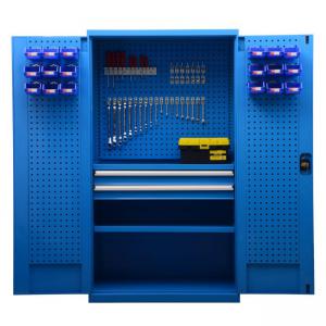 置物柜（蓝色）双开2层+2抽+门板+背半板2