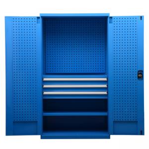 置物柜（蓝色）双开2层+3抽+门板+背半板