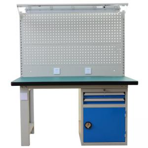 单桌+920立柱（灰）+300方孔挂板+456方孔挂板+灯板+二抽一门固定柜